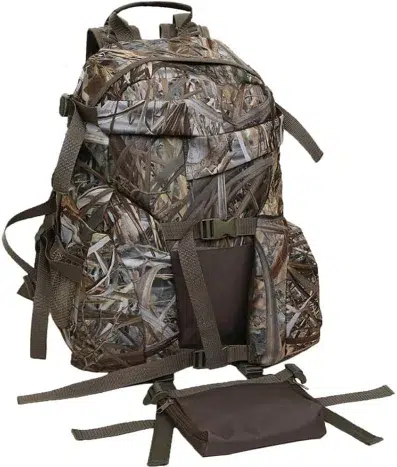 Hunting Backpack with Waterproof Rain Cover, Outdoor Sport Hiking-Bag Camo Reed Hunting Day Pack for Rifle Bow
