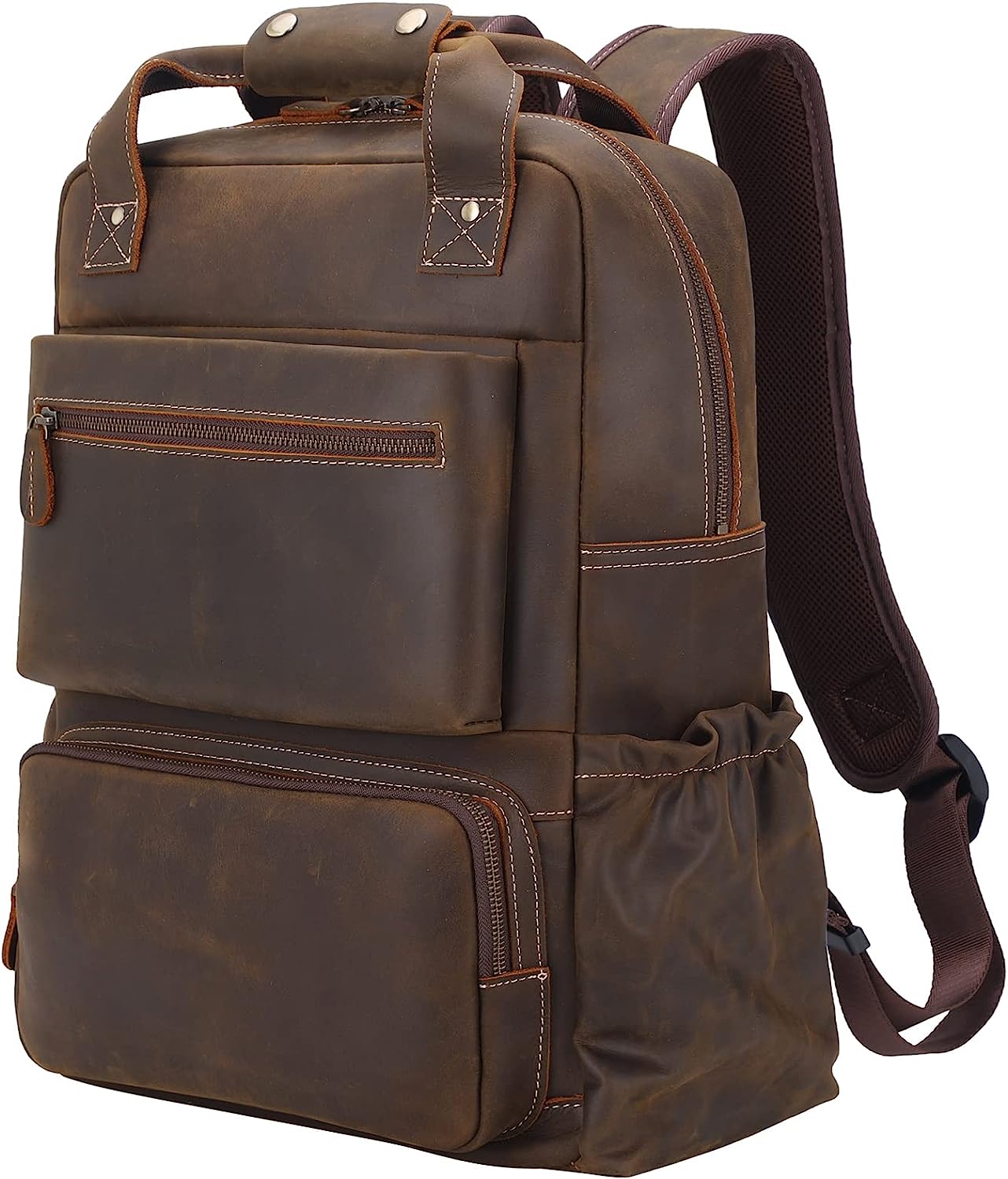 The TIDING Genuine Leather Backpack for Men offers durability, functionality, and stylets. Its robust construction, comfortable shoulder strap, and ample storage s make it a reliable companion for various activities and occasions. Although it may be slightly heavier and has limitations on laptop size compatibility, its overall quality and design make it a recommended choice for those searching for a versatile and long-lasting backpack.