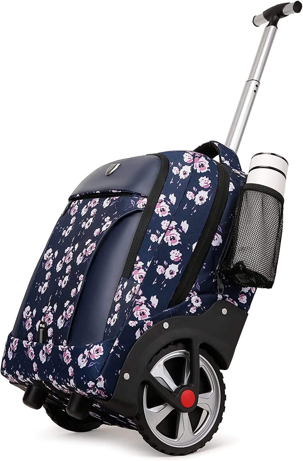YH&GS Rolling Backpack Floral, Waterproof with Wheels for Business, College Student and Travel Commuter, Carry on Laptop Compartment, Fit 17 Inch Laptop...