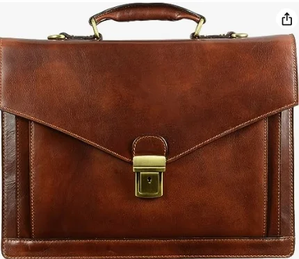 Leather Briefcase, Leather Laptop Bag Medium, Leather Attache - Time Resistance